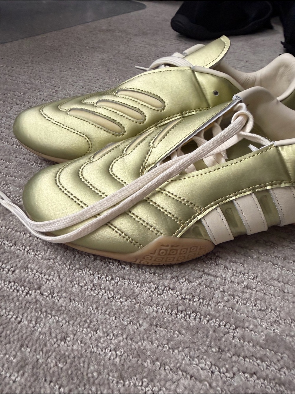 adidas womens Metallic Lime Green and cream Lace-Up Sneakers